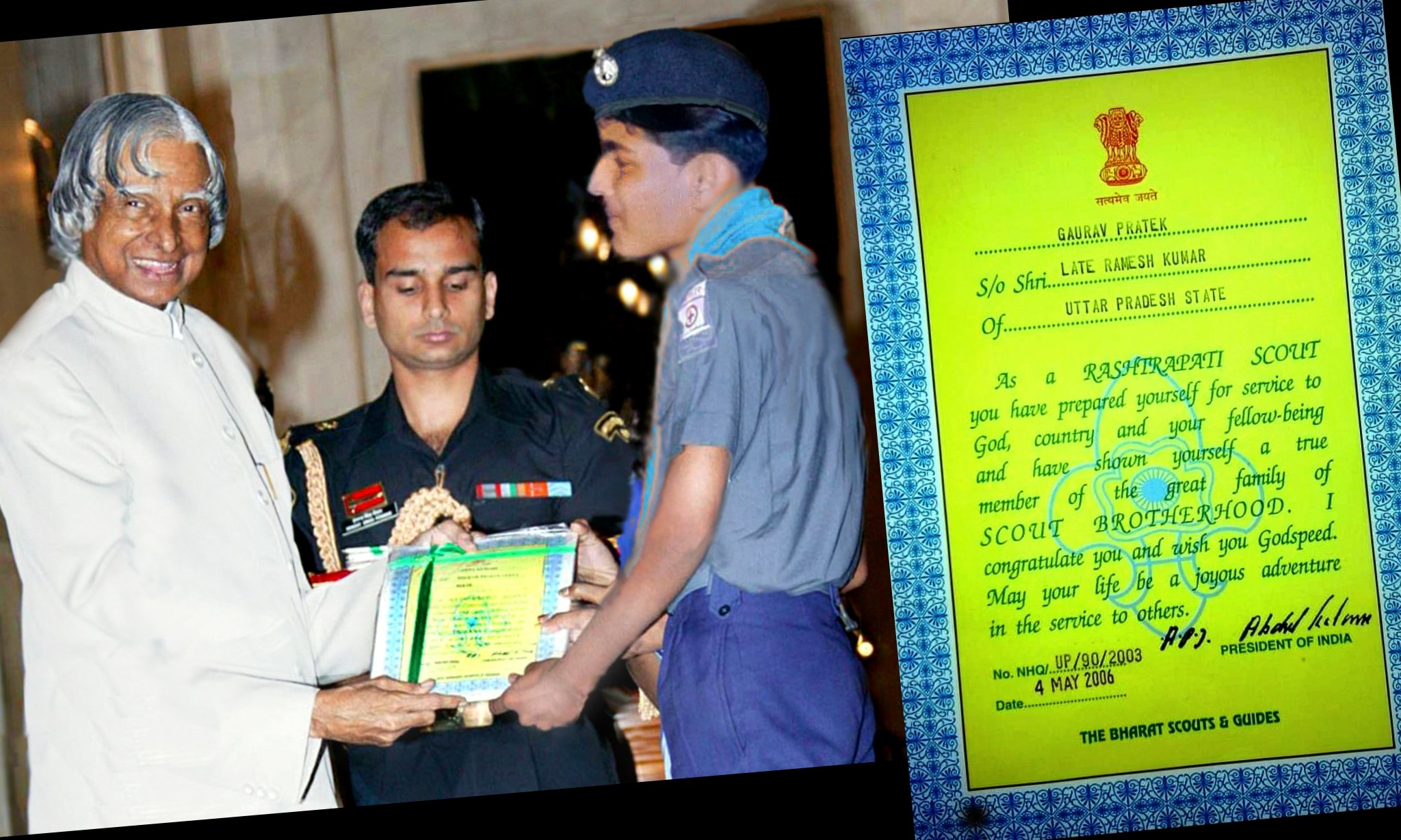 Gaurav Prateek received award from Dr. APG Abdul Kalam
